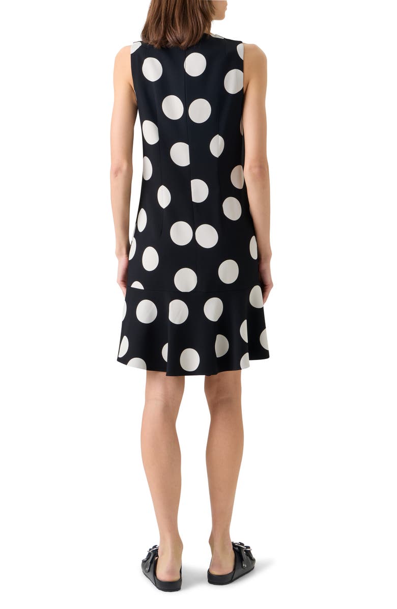 Akris punto X-Large Polka Dot Stretch Crepe A-Line Minidress, Alternate, color, Black-Cream