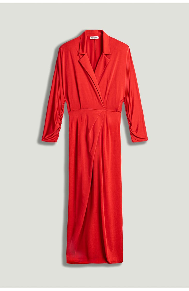 Nocturne Shirt Collar Draped Maxi Dress, Alternate, color, Red