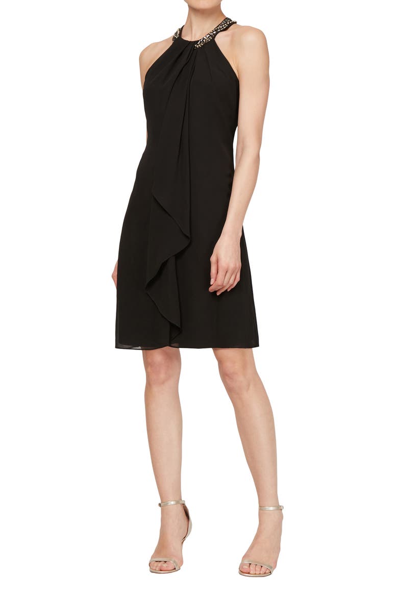 Embellished Halter Dress, Main, color, BLK