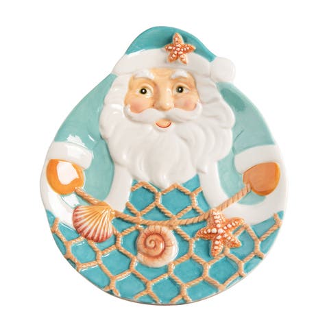 Santa Seashell Christmas Small Dimensional Plate