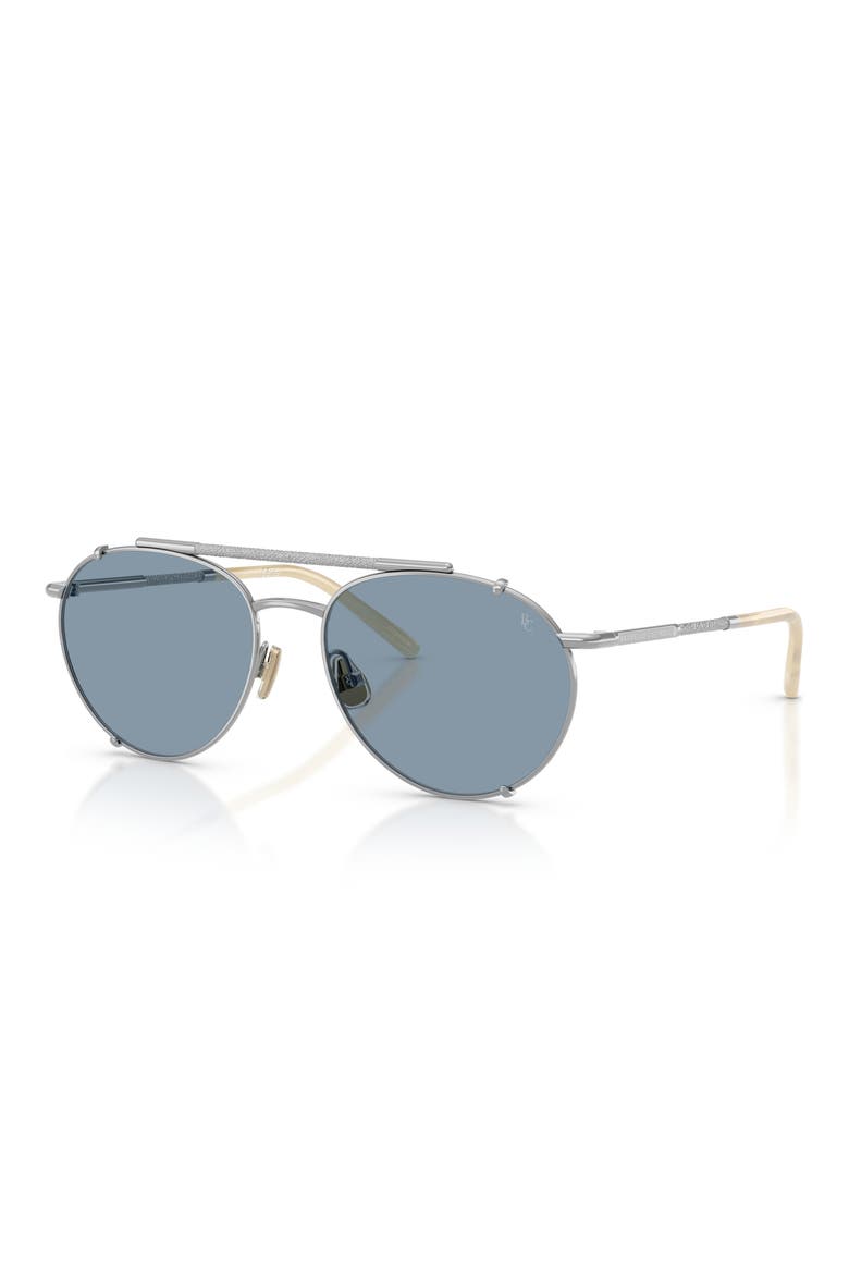 56mm Pilot Sunglasses, Alternate, color, SILVER / OCEAN