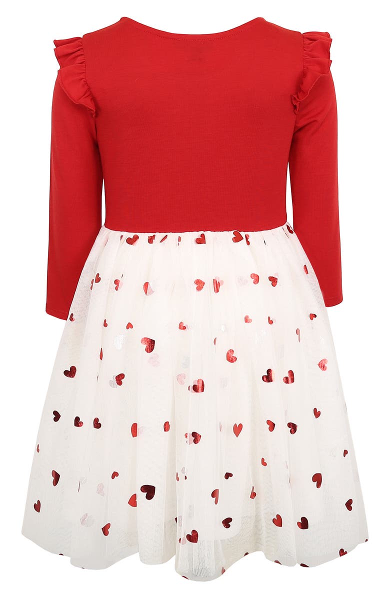 Zunie Kids' Long Sleeve Sequin Tutu Dress, Alternate, color, Red/ Ivory