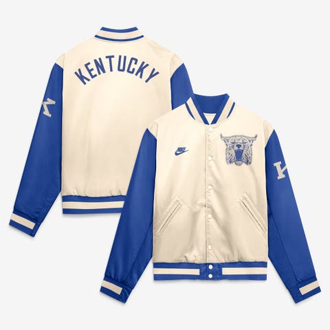 Men's Nike  Natural/Royal Kentucky Wildcats Legacy Full-Snap Bomber Jacket