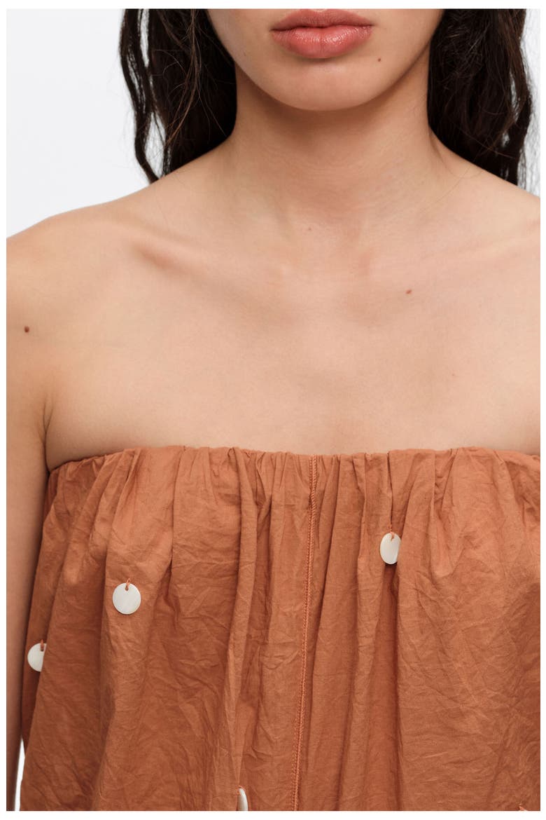 Ruched Strapless Dress, Alternate, color, TOFFEE
