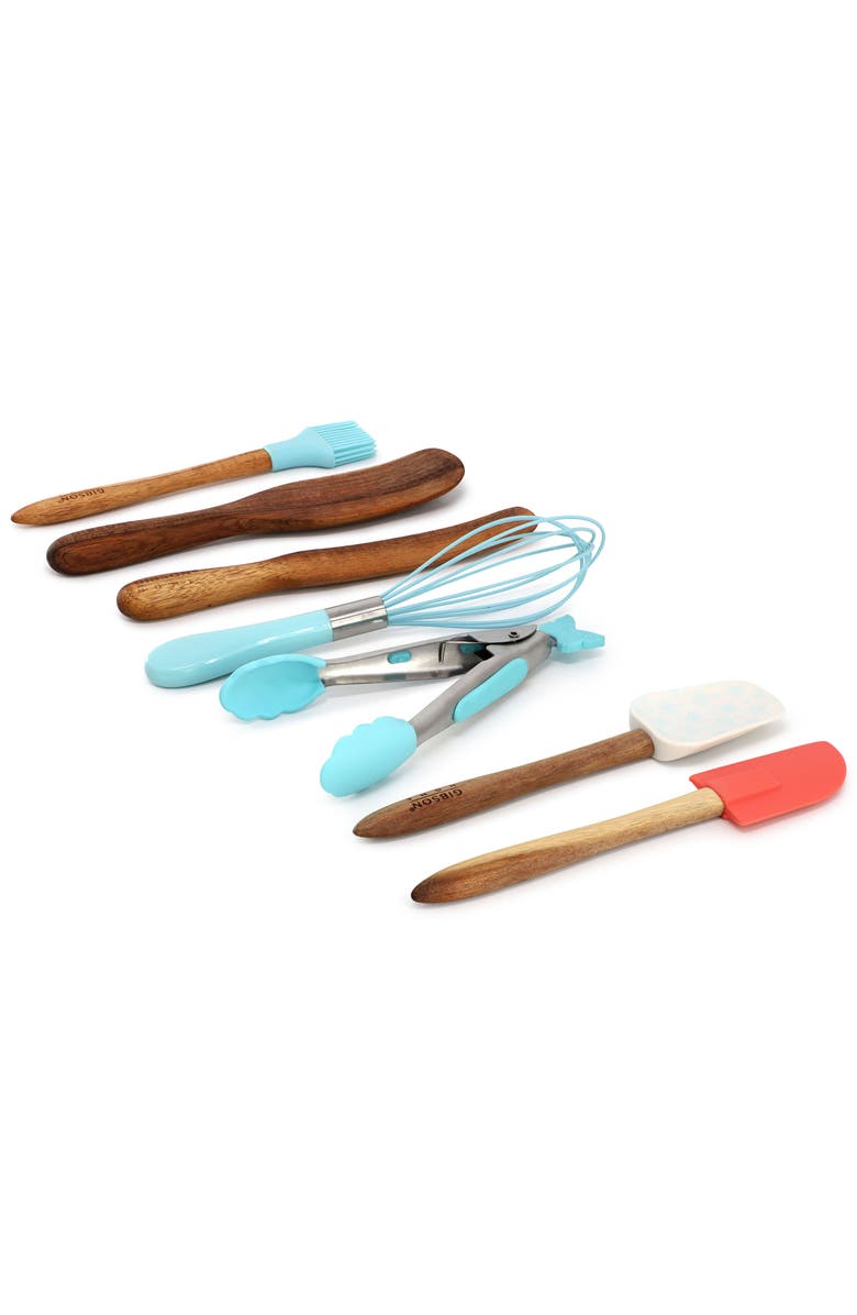 Gibson Home General Store 7 Piece Acacia Wood and Silicone Mini Kitchen Tool Set, Alternate, color, Multi