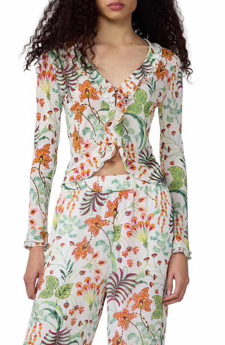 Fern Botanical Ruffle Trim Crop Top