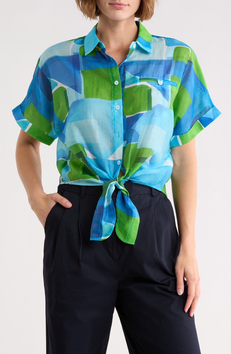 FRNCH Candys Button-Up Shirt, Main, color, Geo Blue