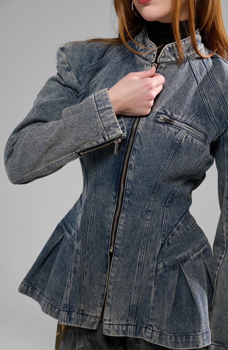 AZALEA WANG Virelle Structured Denim Peplum Jacket, Alternate, color, 