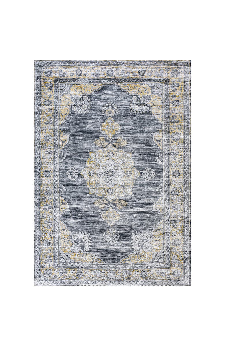 JONATHAN Y Bausch Bohemian Distressed Chenille Machine-Washable Area Rug, Alternate, color, Dark Gray/Yellow