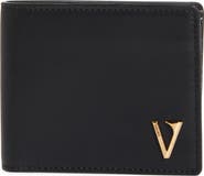 Versace V-Emblem Leather Bifold Wallet