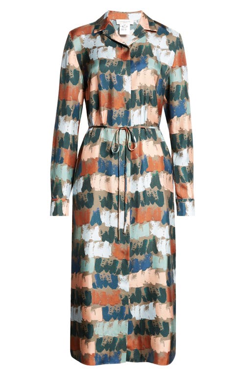 Shop Lafayette 148 New York Painter's Palette Print Long Sleeve Silk Shirtdress In Concrete Multi