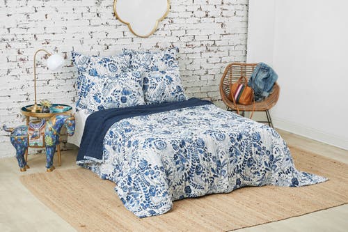 Carol & Frank 20" X 26" Starla Floral Flowers Decorative Standard Pillow Sham In Blue