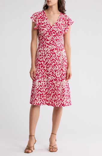 Wrap Style Flutter Sleeve Dress
