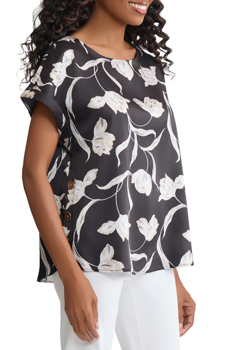 Jones New York Floral Side Button Top, Alternate, color, 