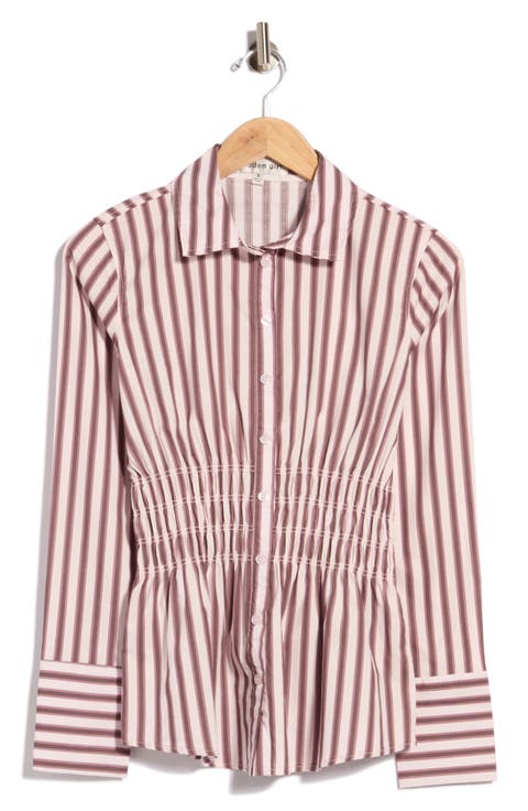 Smocked Waist Cotton Shirt