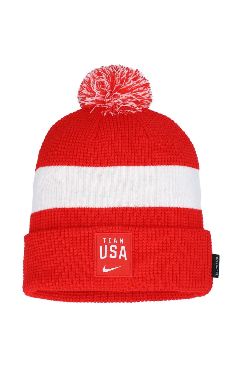 Nike Men's Nike Red Team USA 2021 Sideline Cuffed Knit Hat with Pom, Main, color,
