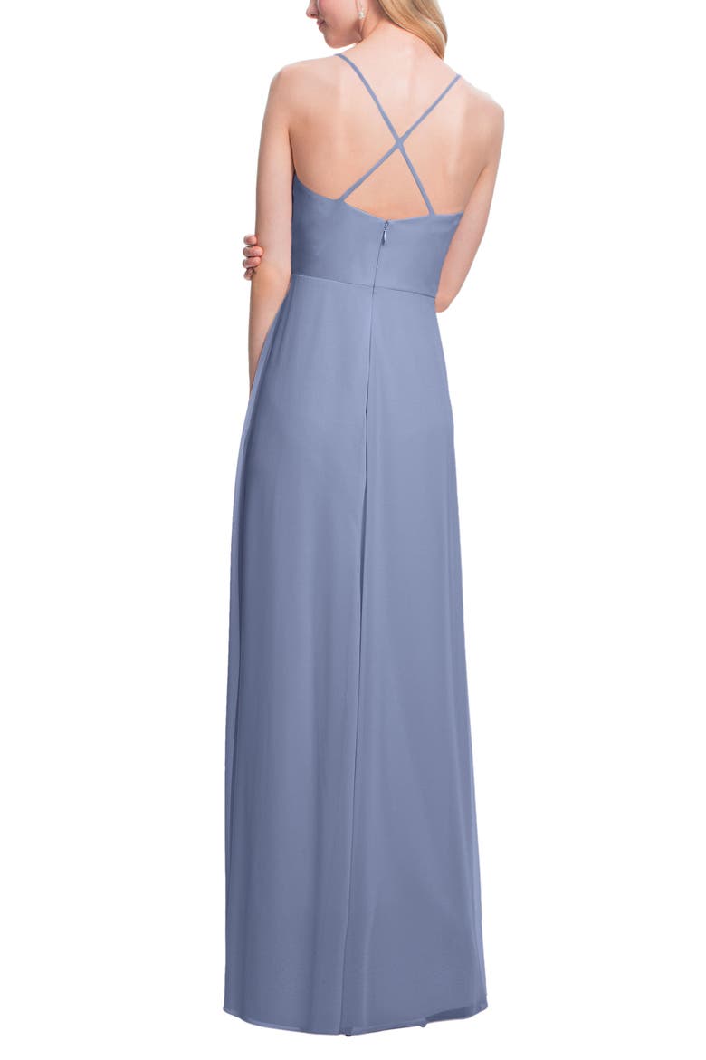 Surplice Neck Chiffon Gown, Alternate, color, SLATE