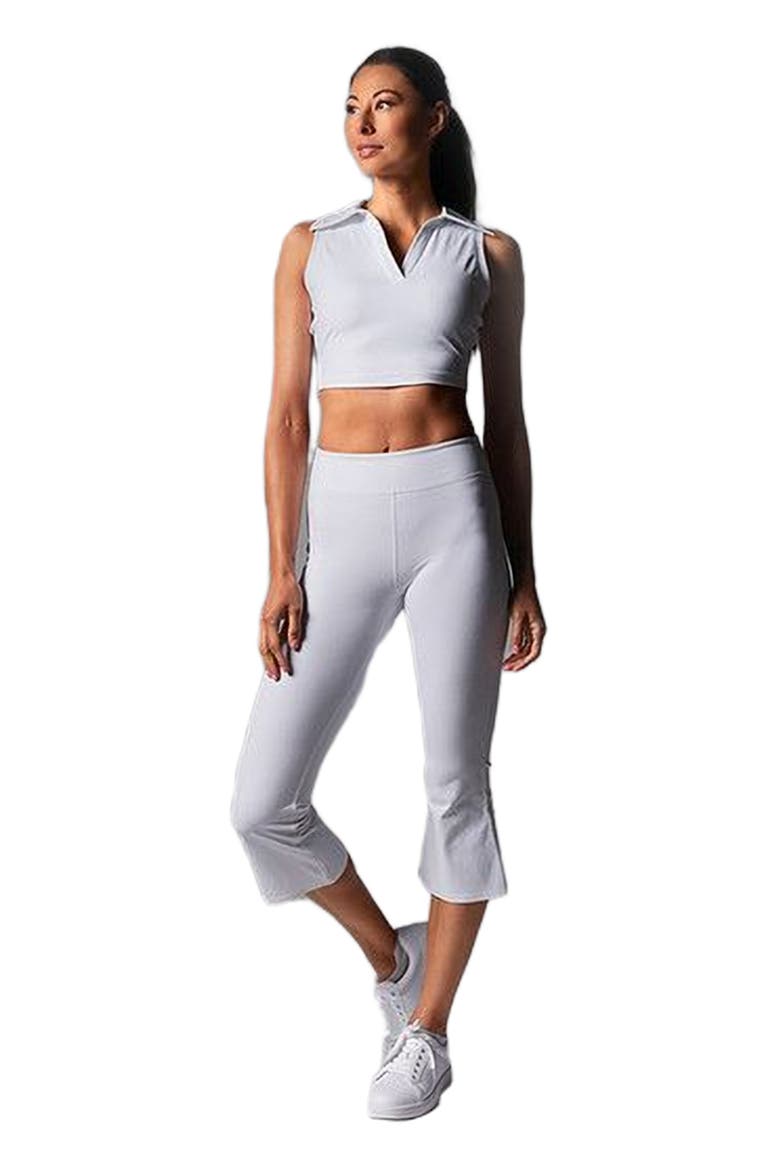 High Waisted Crop Flare Legging, Main, color, WHITE FLORAL