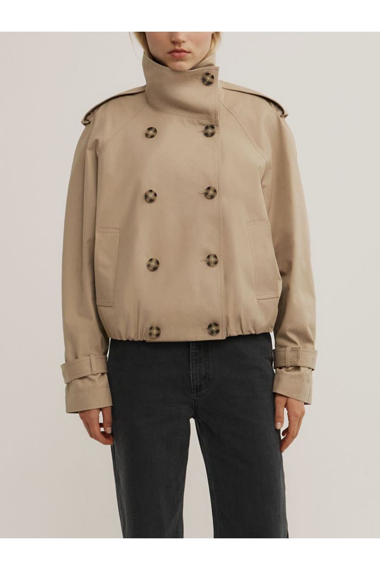 Funnel Neck Cropped Trench Coat, Main, color, Neutral