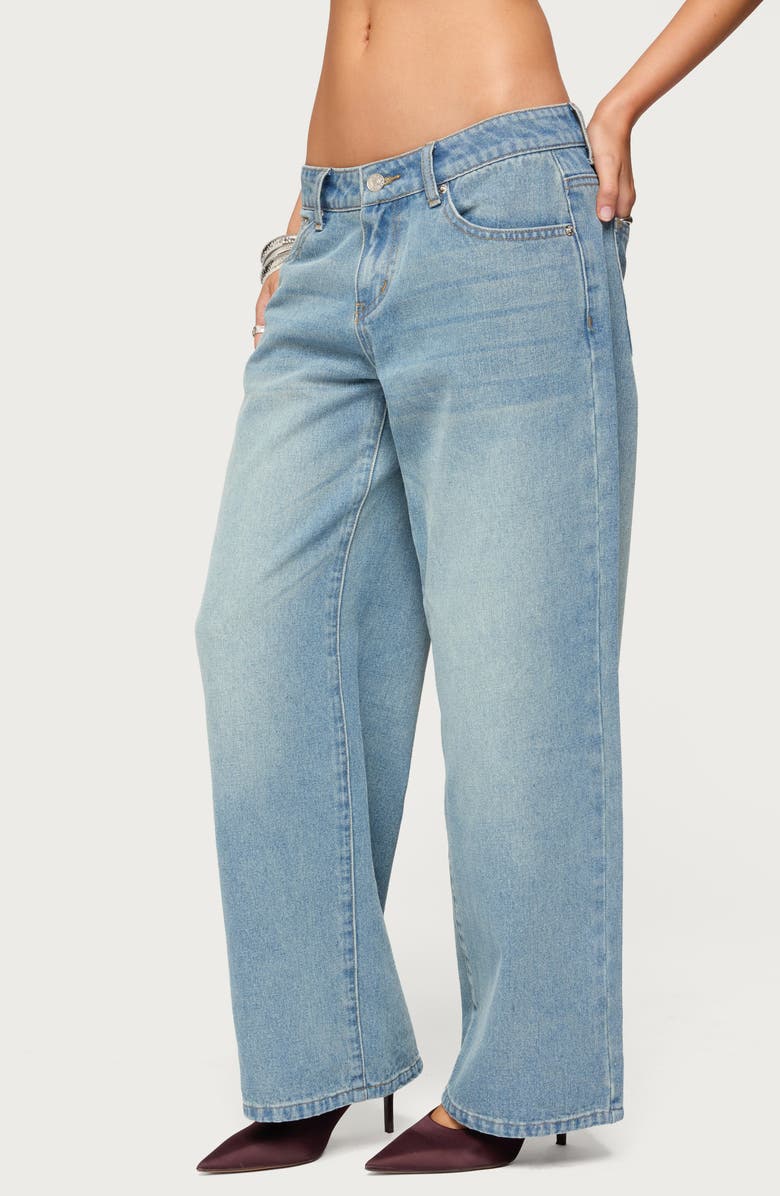 EDIKTED Raelynn Wide Leg Jeans, Alternate, color, Tinted-Denim