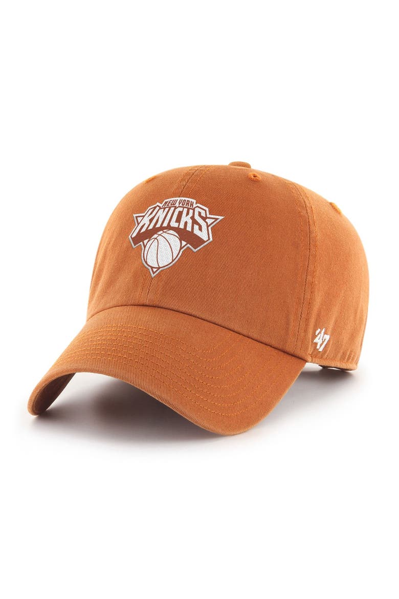 Men's '47  Orange New York Knicks Color Pack Clean Up Adjustable Hat, Main, color, Orange