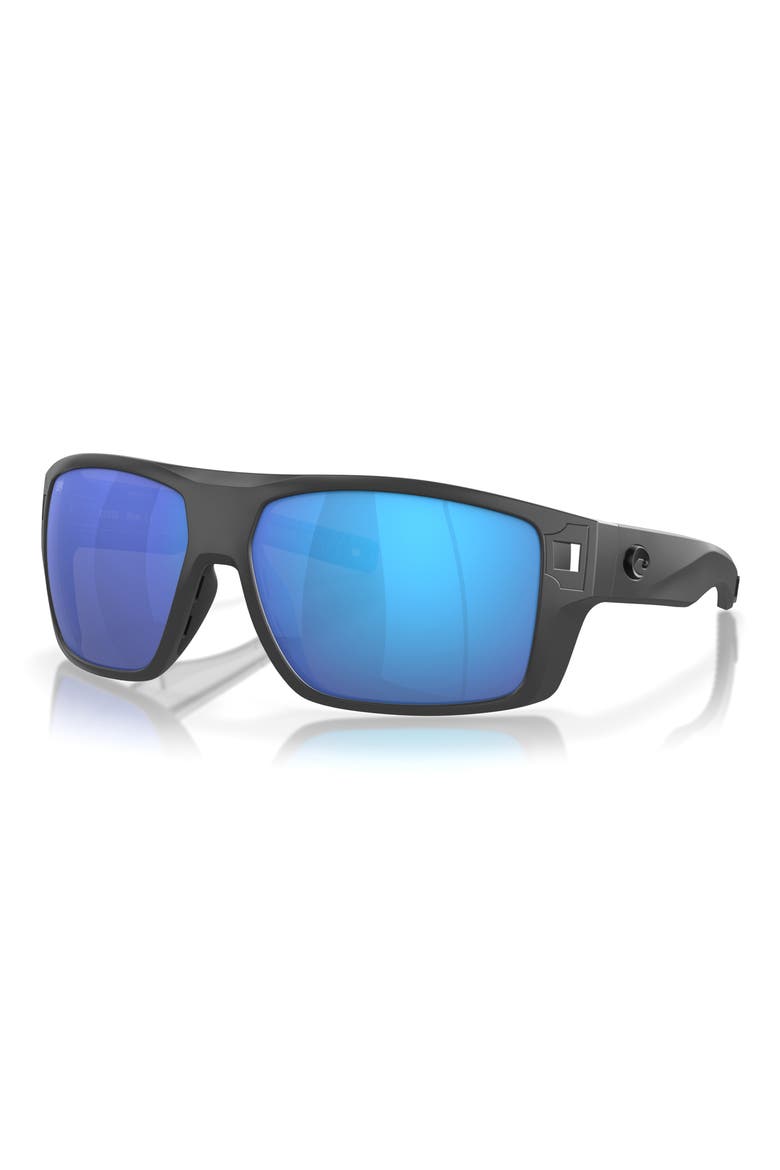 Diego 62mm Mirrored Polarized Oversize Rectangular Sunglasses, Alternate, color, MATTE GRAY