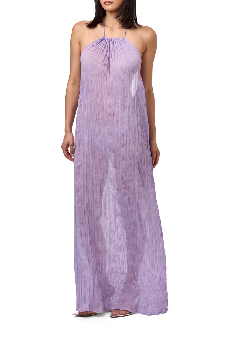 Open Back Plissé Maxi Sundress, Main, color, LAVENDER