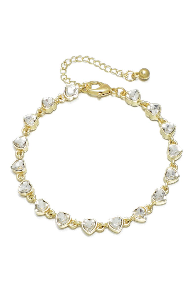 Heart Crystal Link Bracelet, Main, color, GOLD