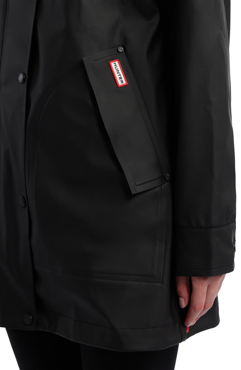 Hunter Acacia Waterproof Rubberized Raincoat, Alternate, color, Black