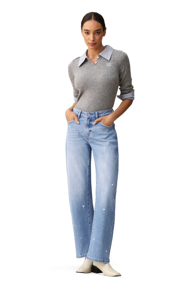 Bayeas Flora Mid Rise Barrel Leg Jeans, Alternate, color, Medium Blue