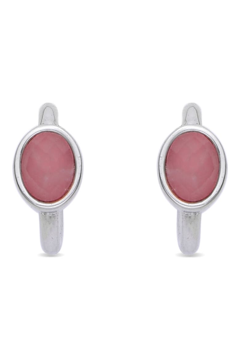 Rose Quartz Hoop Earrings, Alternate, color, SILVER