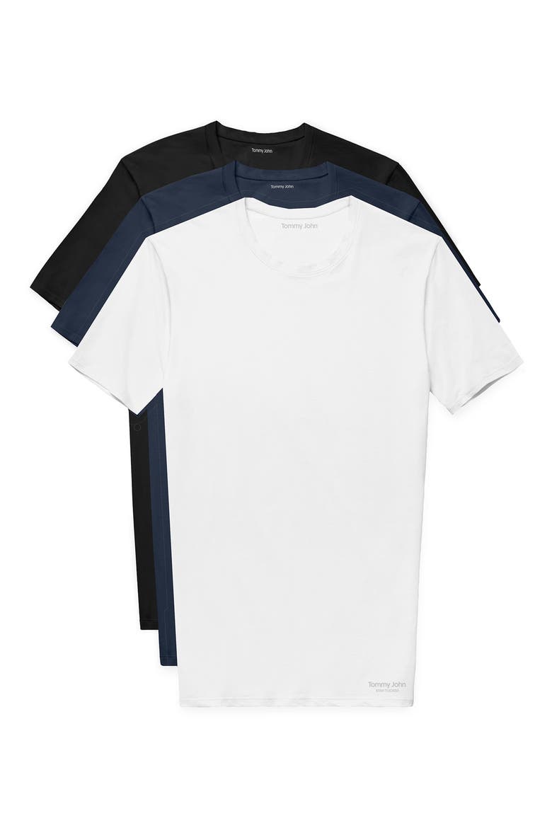 Essential Second Skin 3-Pack T-Shirts, Main, color, BLACK /WHITE/ DRESS BLUES