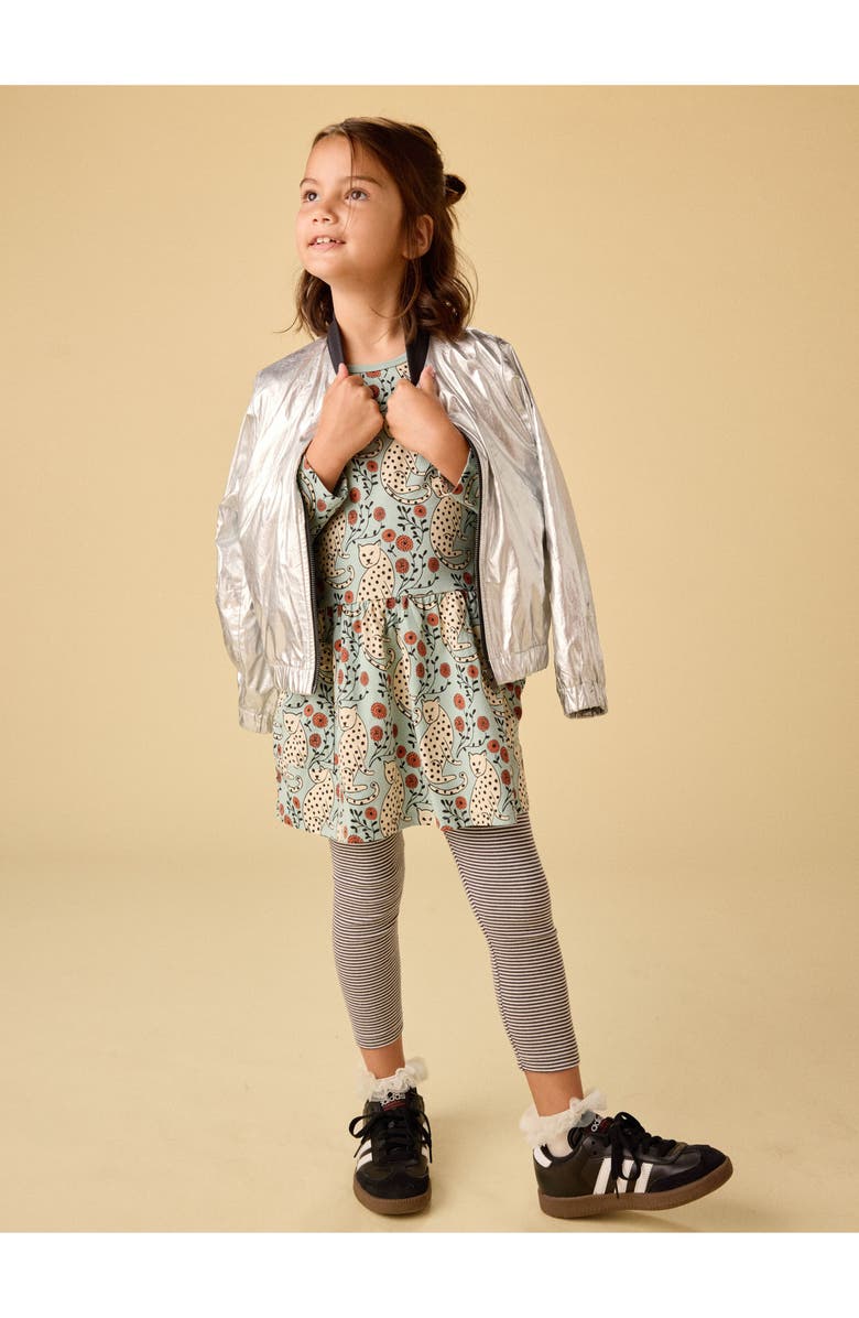 Tea Collection Metallic Bomber Jacket, Alternate, color, Metallic Silver