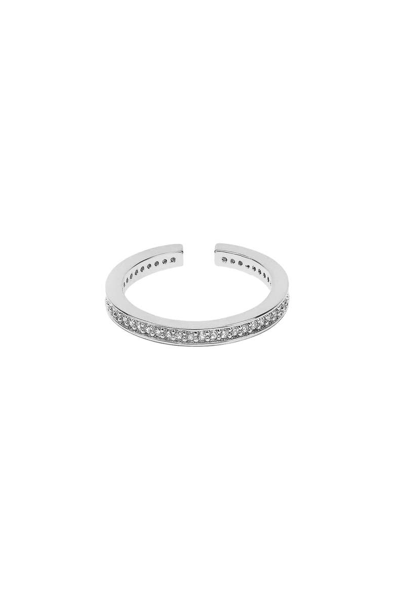 14k Gold Plated Lisa Ring Dainty Crystal Band Trendy, Main, color, Silver