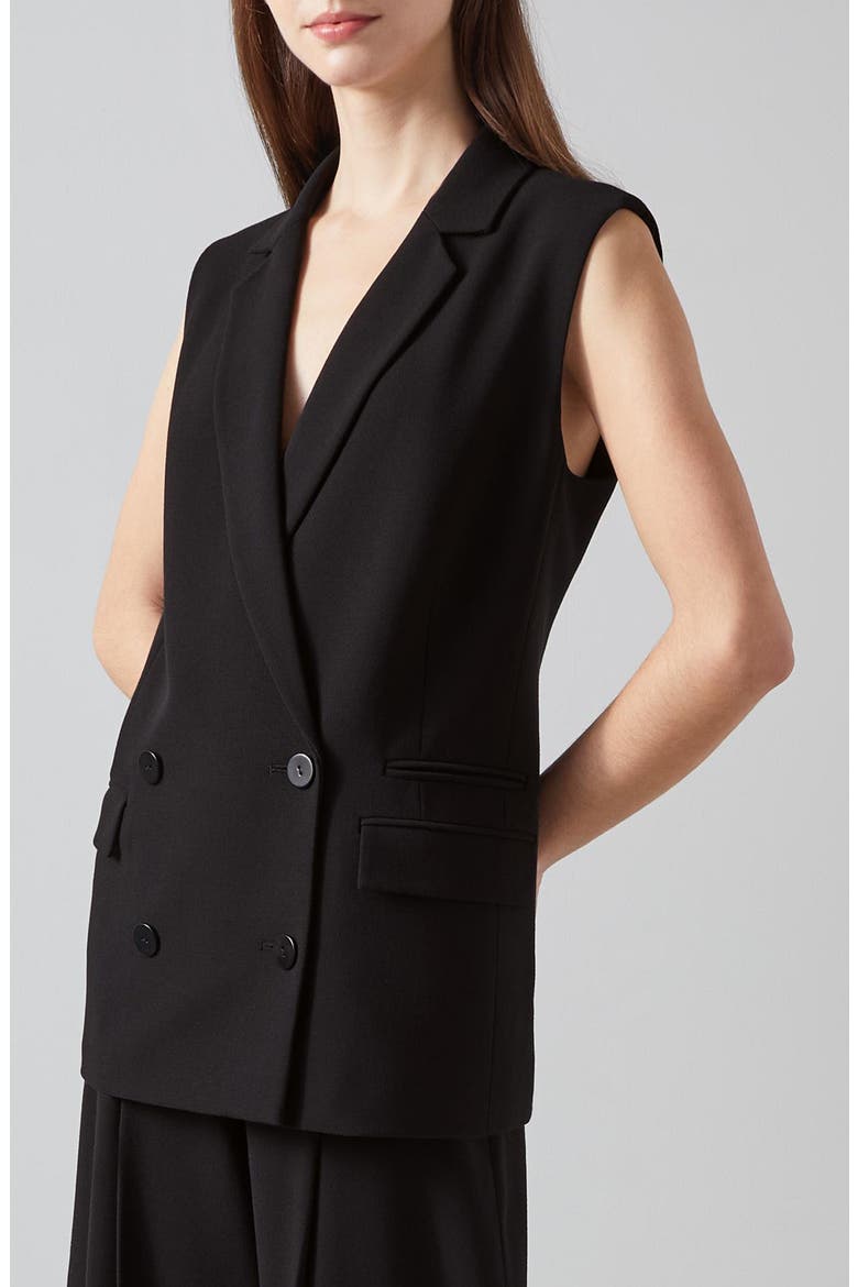 Eva Double Breasted Vest, Main, color, BLACK