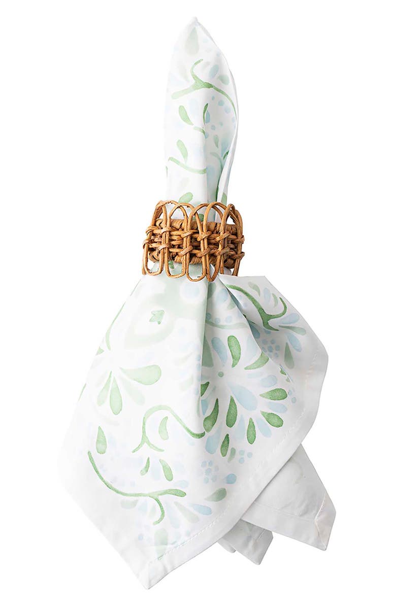 Juliska Provence Set of 4 Woven Rattan Napkin Rings, Alternate, color, Natural