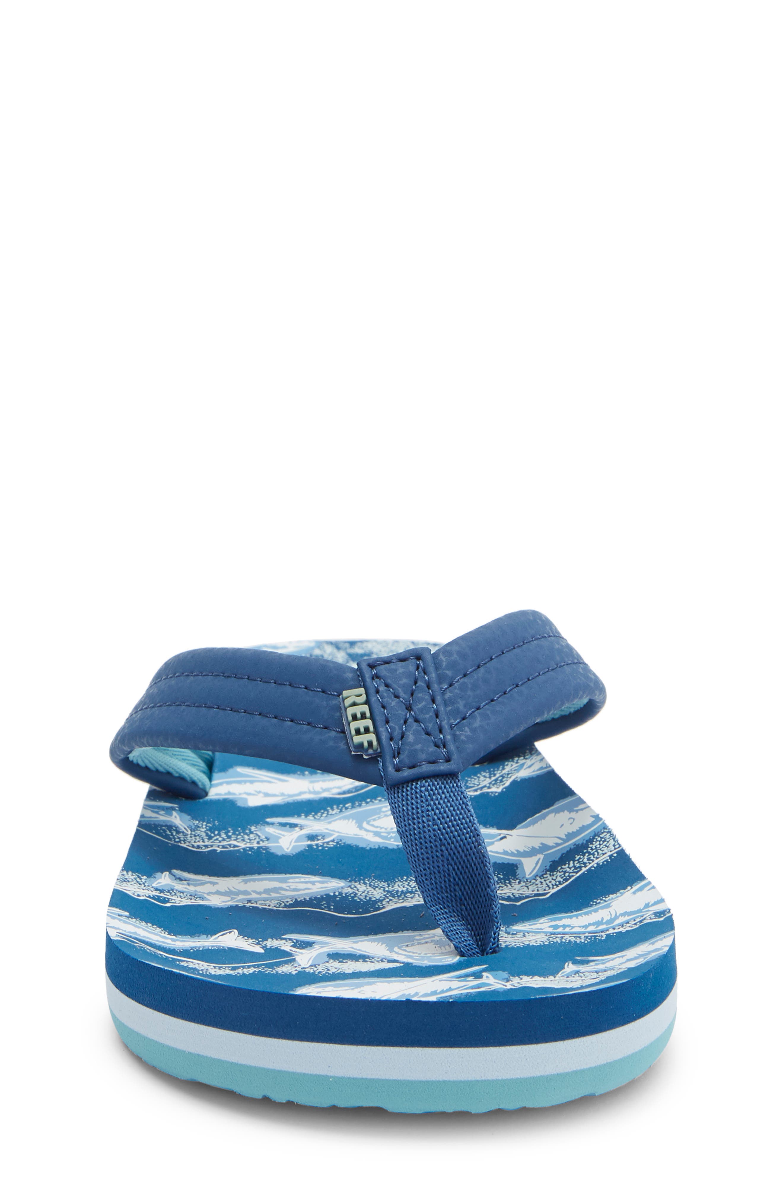 Reef Kids' Ahi Flip Flop, Alternate, color, Royal Sharks