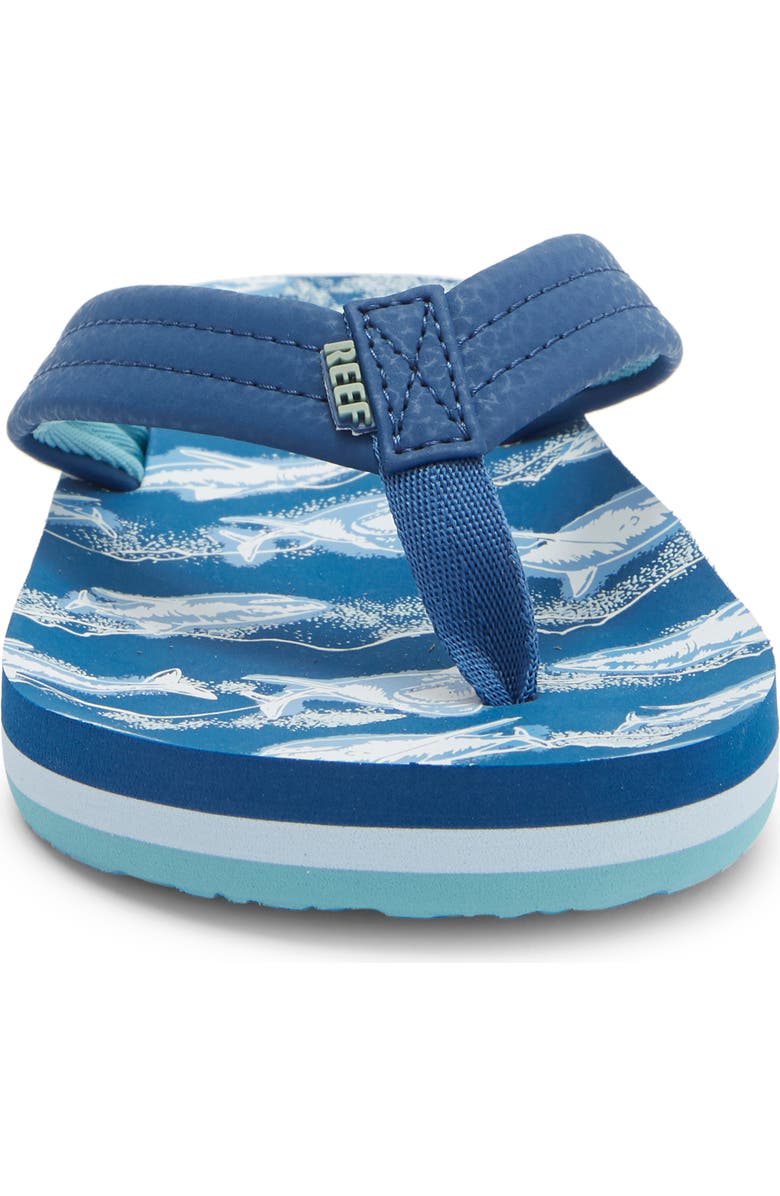 Reef Kids' Ahi Flip Flop, Alternate, color, Royal Sharks