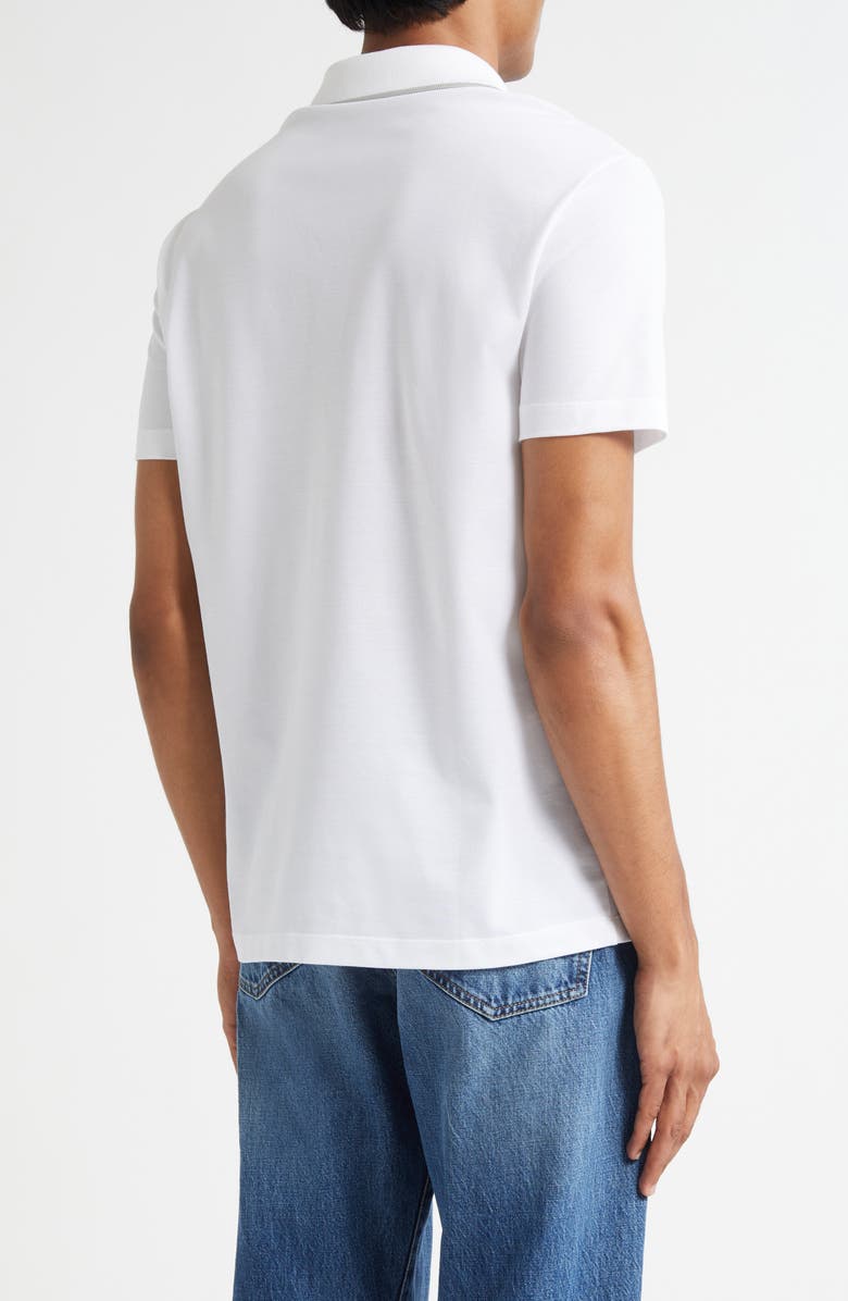 Versace Medusa Embroidered Cotton Piqué Polo, Alternate, color, Optical White