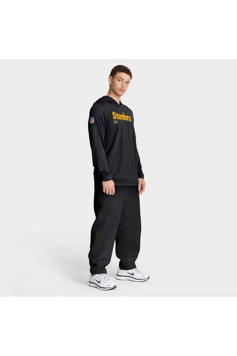 Men's Nike Black Pittsburgh Steelers Sideline Pure Fury Performance Long Sleeve Hoodie T-Shirt, Alternate, color, Black