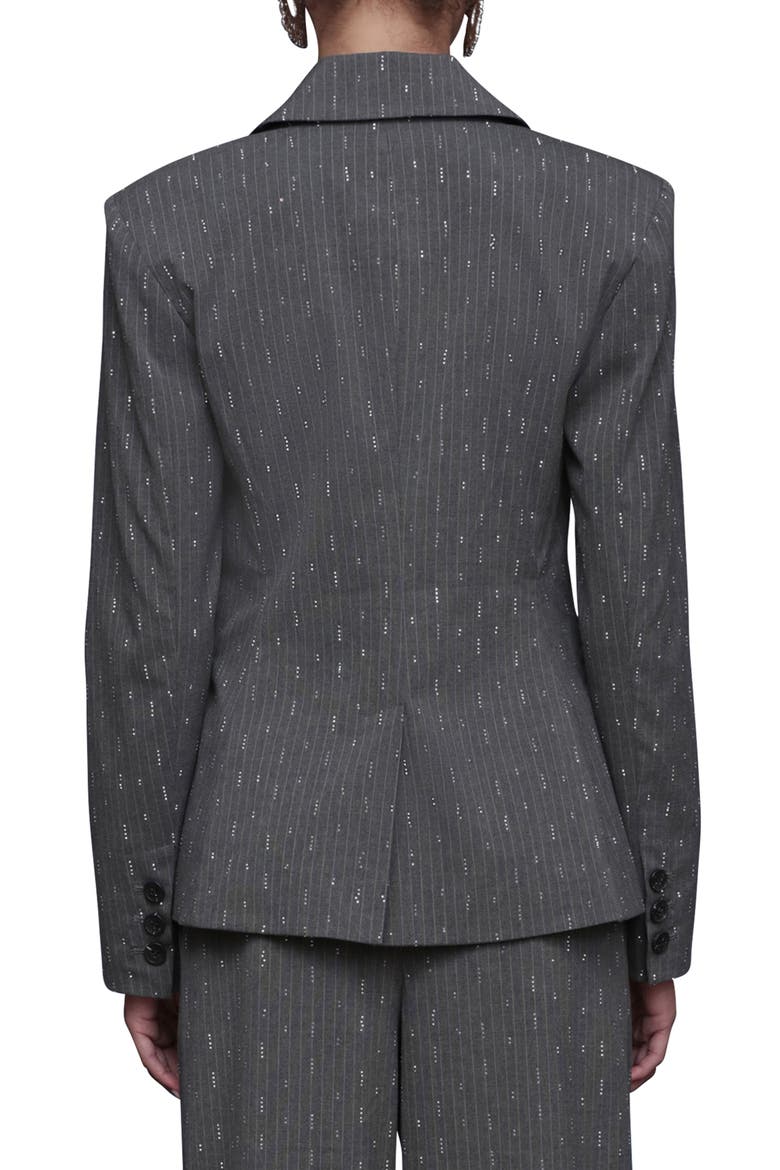 Rhinestone Detail Pinstripe Blazer, Alternate, color, GREY PINSTRIPE - SILVER
