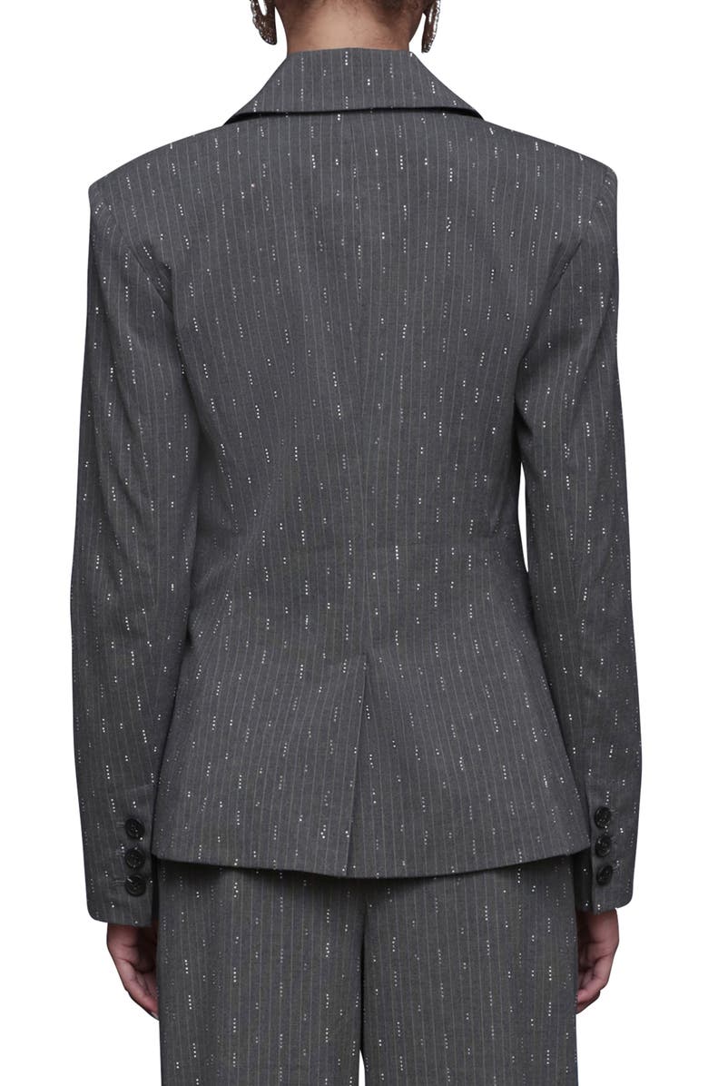Avec Les Filles Rhinestone Detail Pinstripe Blazer, Alternate, color, Grey Pinstripe - Silver
