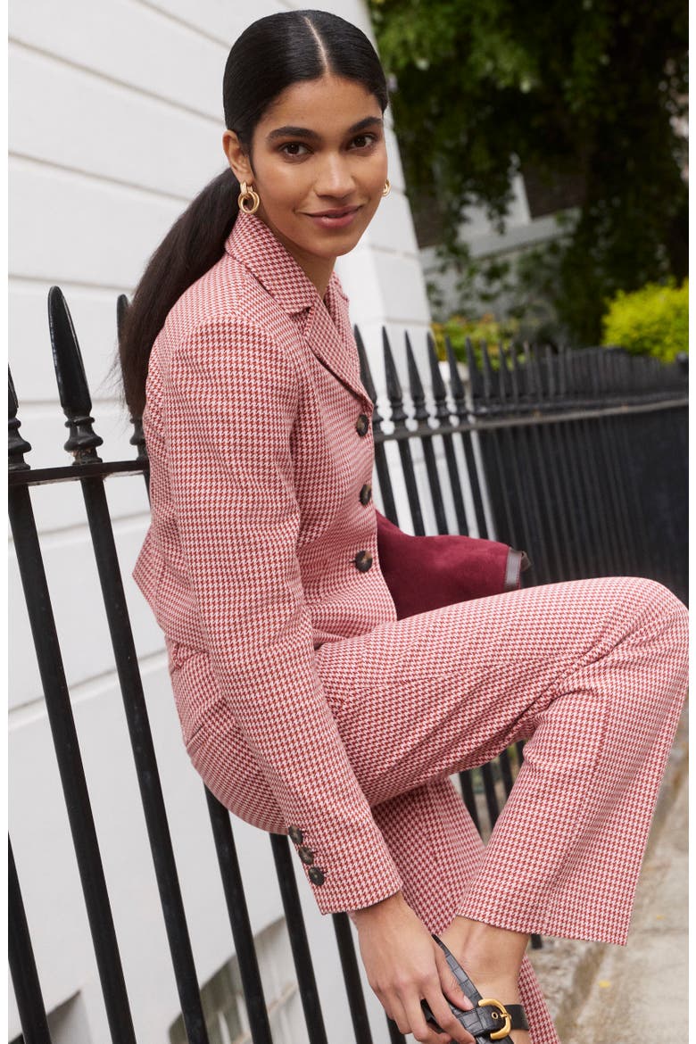 Dartmouth Cotton Blend Blazer, Alternate, color, PINK, BROWN PUPPYTOOTH