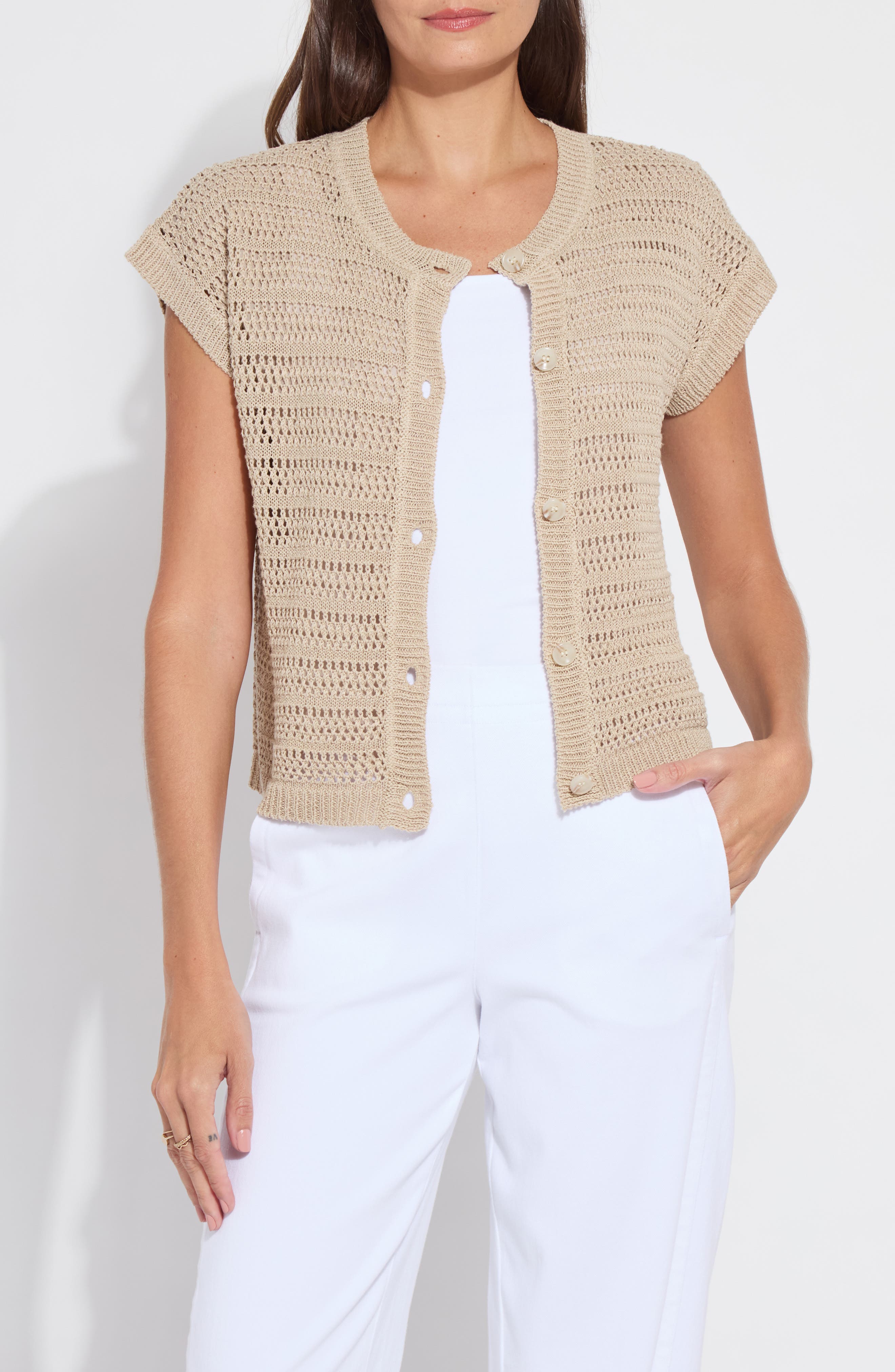 Lysse Brisa Open Knit Short Sleeve Cardigan