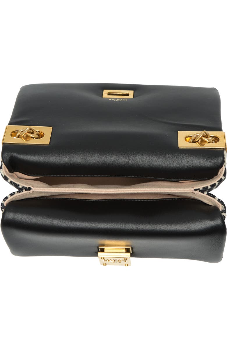 Balmain Small 1945 Soft Monogram Jacquard Crossbody Bag, Alternate, color, Ivory/ Black