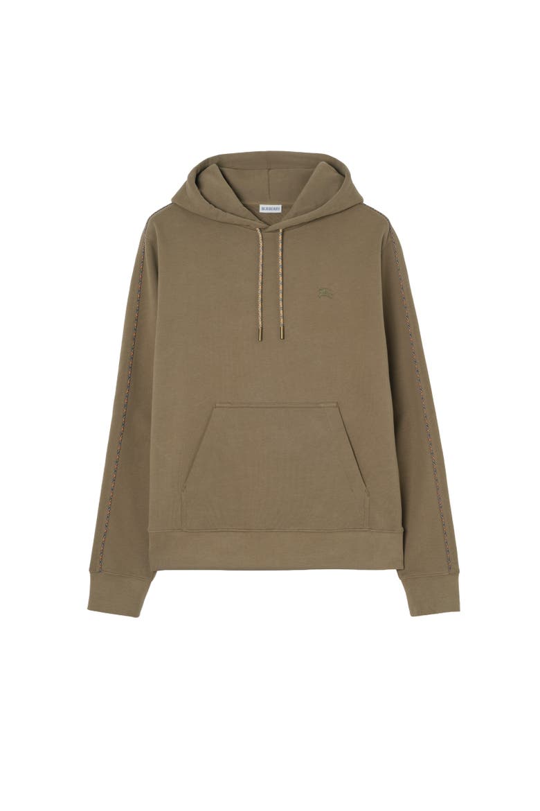 Check Piping Cotton Hoodie, Alternate, color, Finch brown