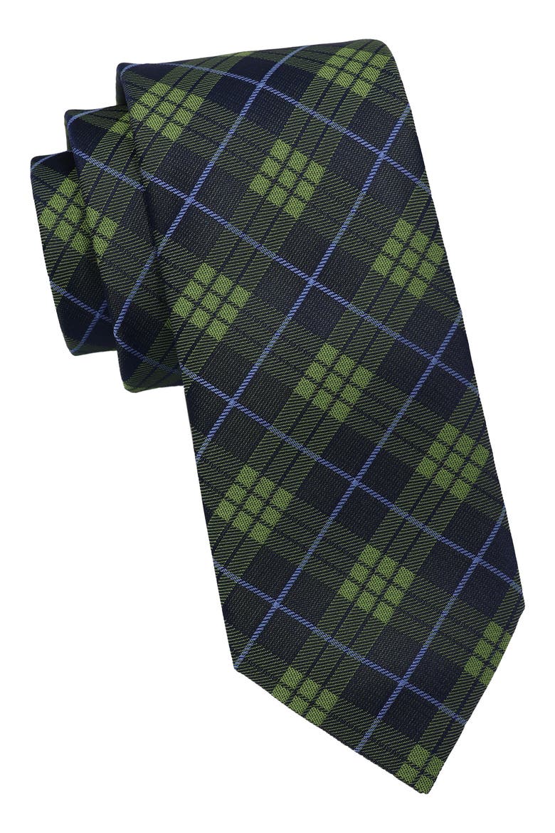 Tartan Plaid Tie & Pocket Square Set, Alternate, color, NAVY/ GRN