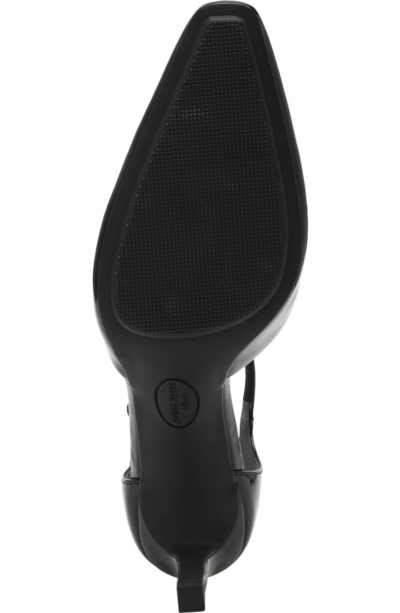 Anne Klein Rosalind Croc Embossed Ankle Strap Sandal, Alternate, color, Black Patent