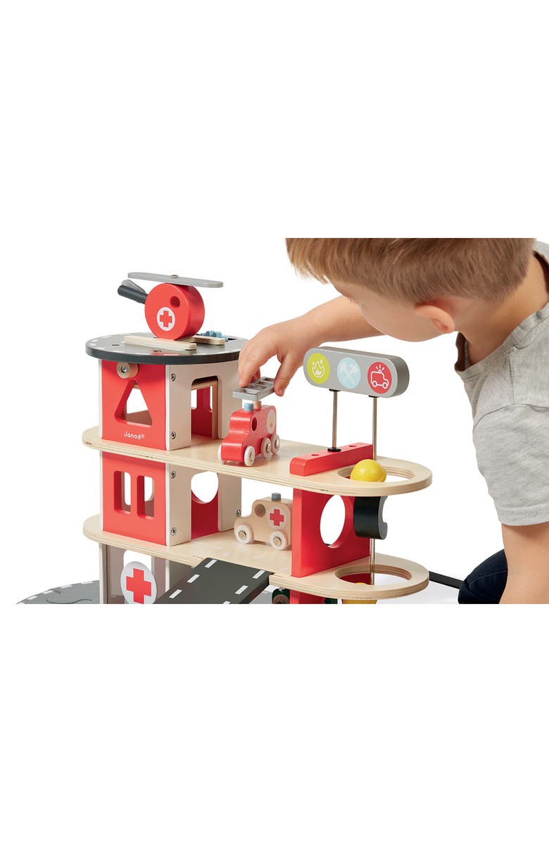Janod Fire Station Toy Set, Alternate, color, Red