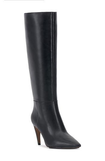 Vince Camuto Vcbrigitte2wc Womens Wide Calf Leather Mid-calf Boots In Black